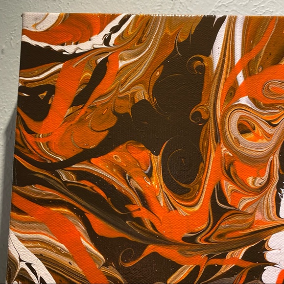 ❌SOLD Hand painted 11x14 abstract acrylic fluid pour art canvas painting brown - Picture 9 of 14